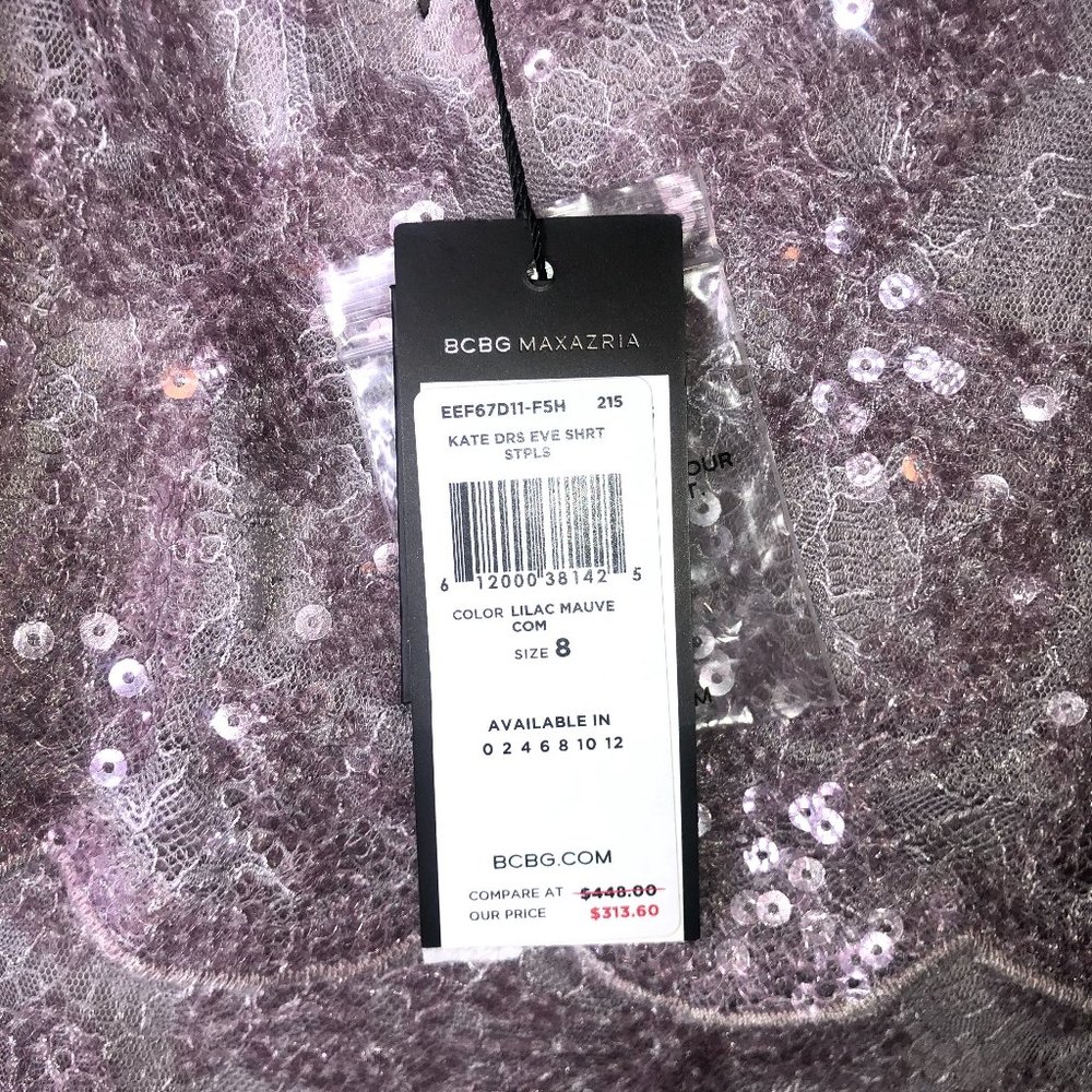 NWT BCBGMaxAzria Kate Dress in Lilac Mauve, Size 8 - Picture 5 of 10